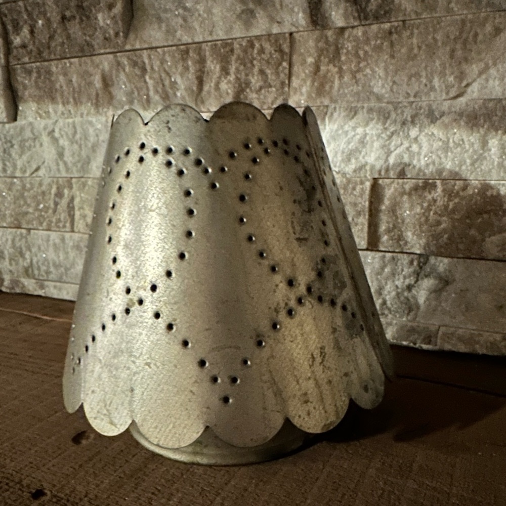Vintage Punched Metal Candle Adornment